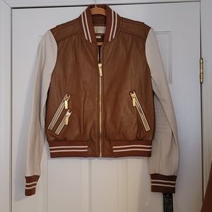 NWT Michael Kors Leather Varsity Jacket